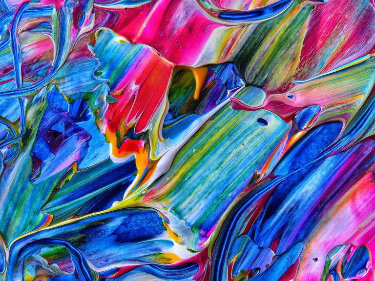 Dynamic abstract artwork featuring vivid colors and acrylic paint texture, capturing contemporary creativity.